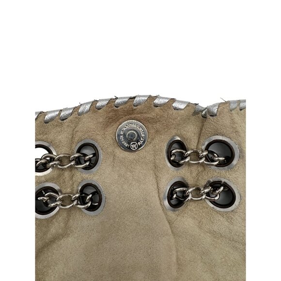 Clutch wristlet Silver Metallic handbag with Chain detail - Picture 2 of 7